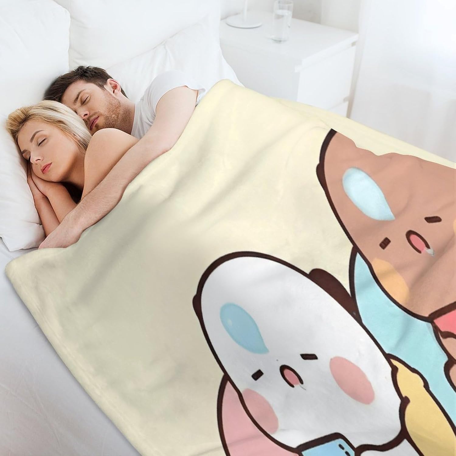 Panda Bear Hug Bubu and Dudu Sleep Play New Flannel Plush Throw Sofa Blankets Bed Fit Couch Living Room Blanket 60x80 Inch