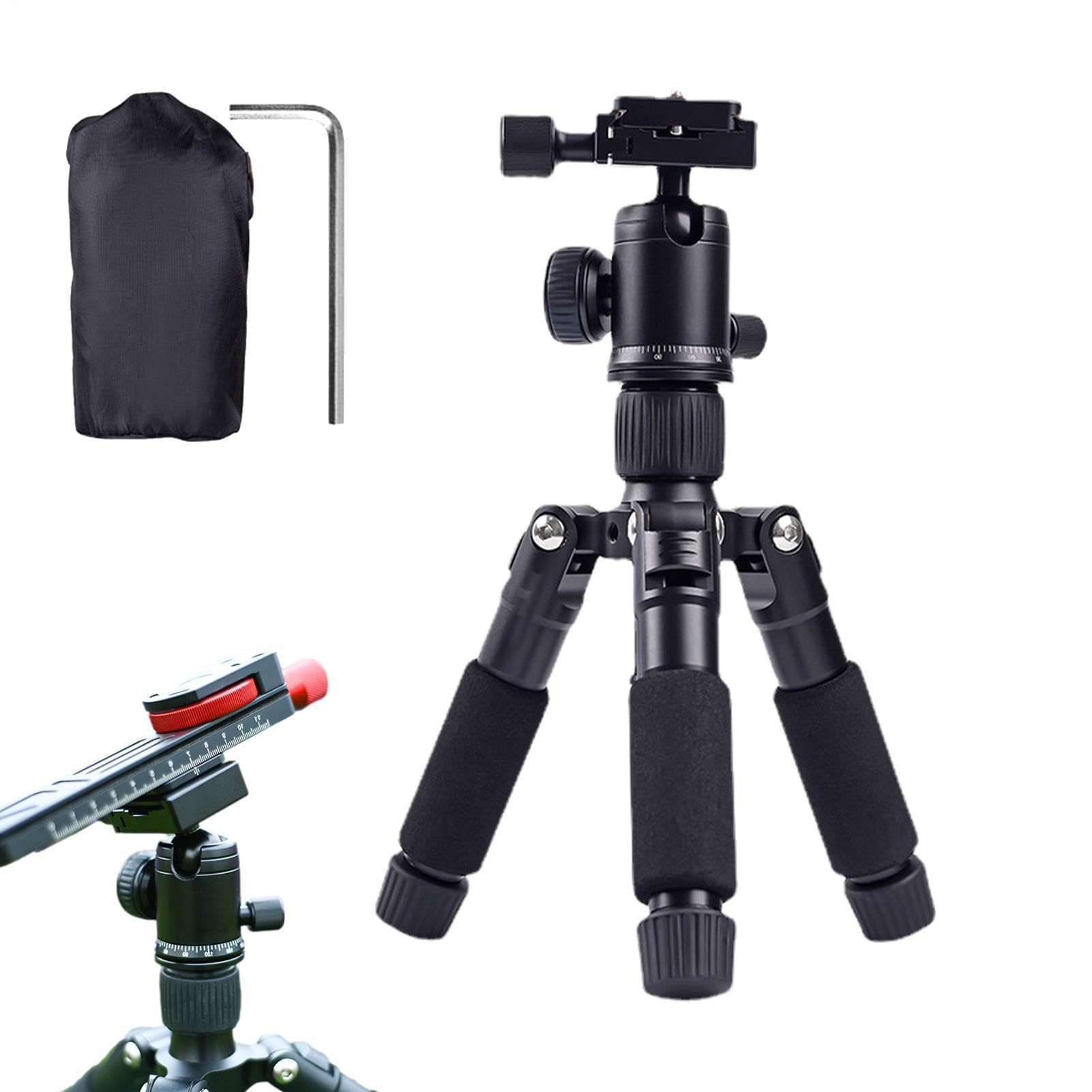 Treppiede – Lega Di Alluminio E Magnesio 9,84x3,94x3,94 Pollici | Mini Treppiede Per Fotocamera Da Tavolo, Supporto Per Telefono Portatile Con Angolo Regolabile | Supporto Stabile Per Fotogra