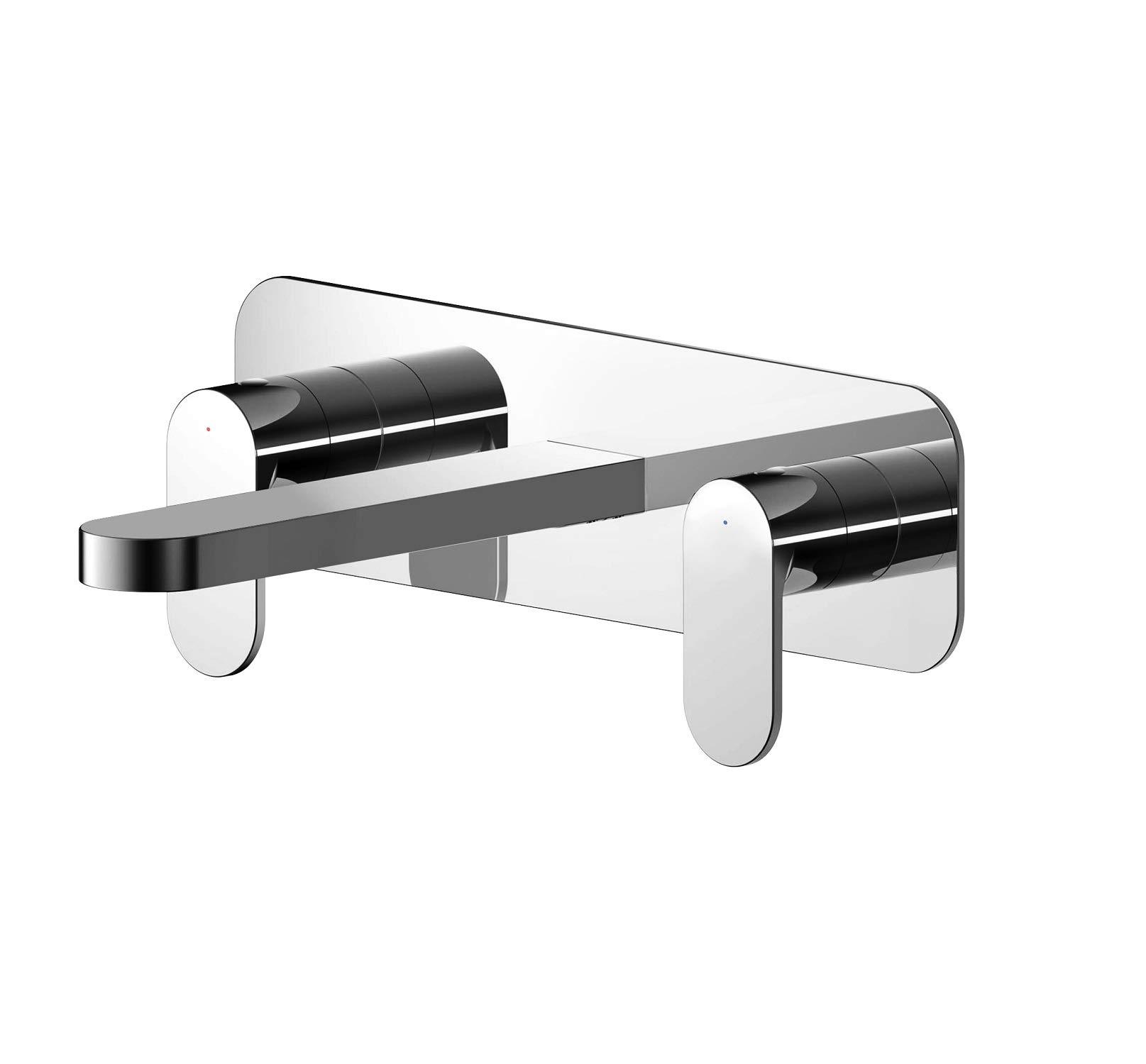 Nuie Binsey Wall Mounted Basin Mixer Tap With Blackplate (Chrome).