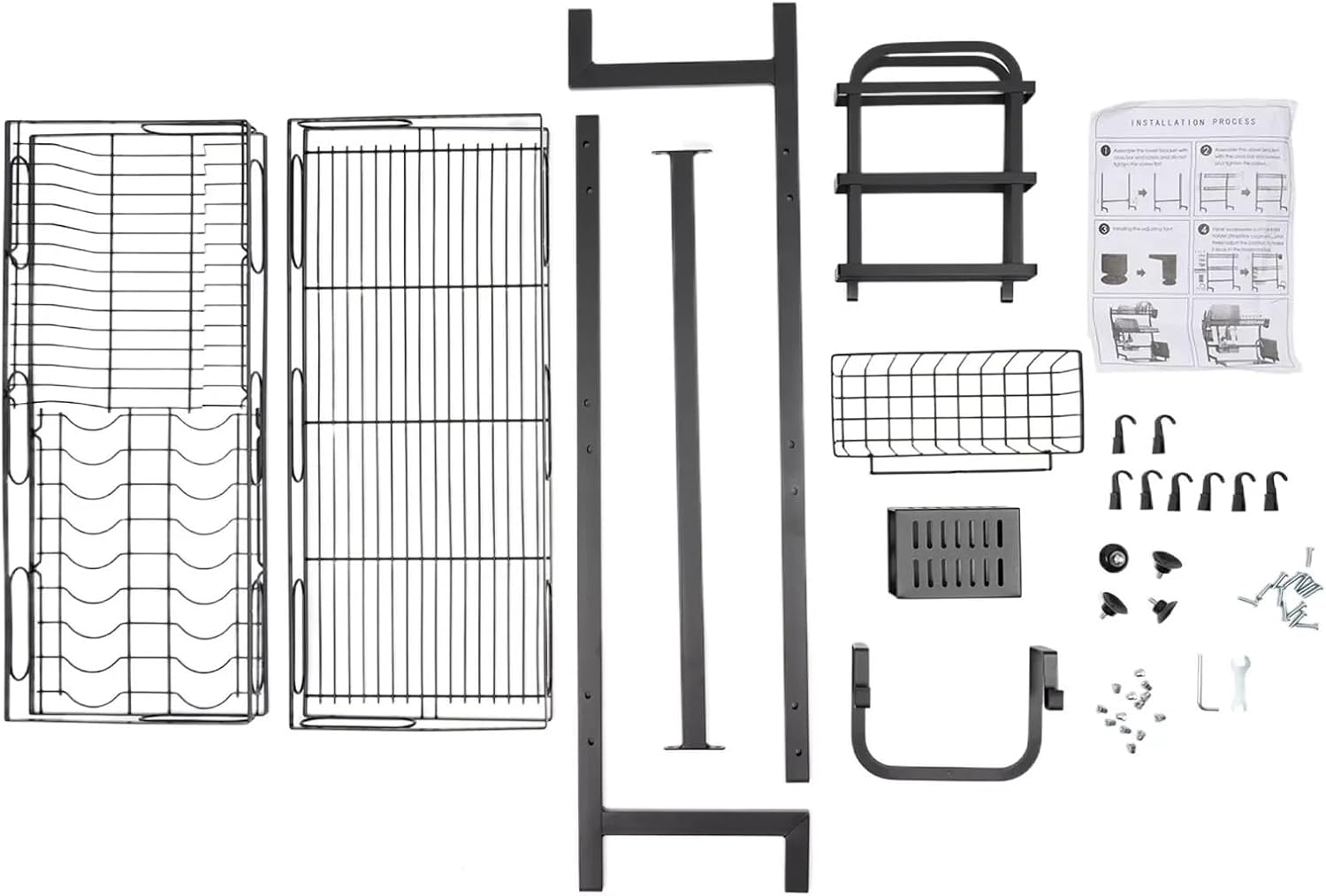 2 Tiers Adjustable Large 24.4'' Dish Drying Rack Large Drainage Over-the-sink Carbon Steel 65 * 28 * 82cm
