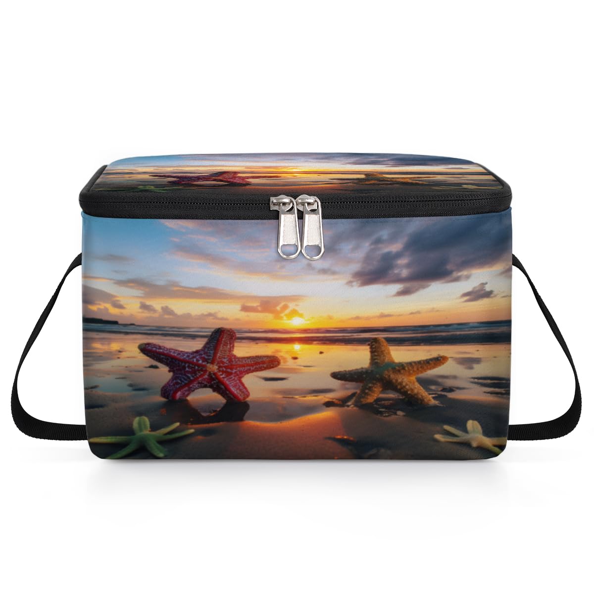 GzLeyigou Sea Starfishes Lunch Bags for Women Men 9 Cans, Hot & Cold Food Delivery Bag Insulated Grocery Bag Insulated Lunch Box Summer Beach Cooler Bag for Office Work Picnic Beach
