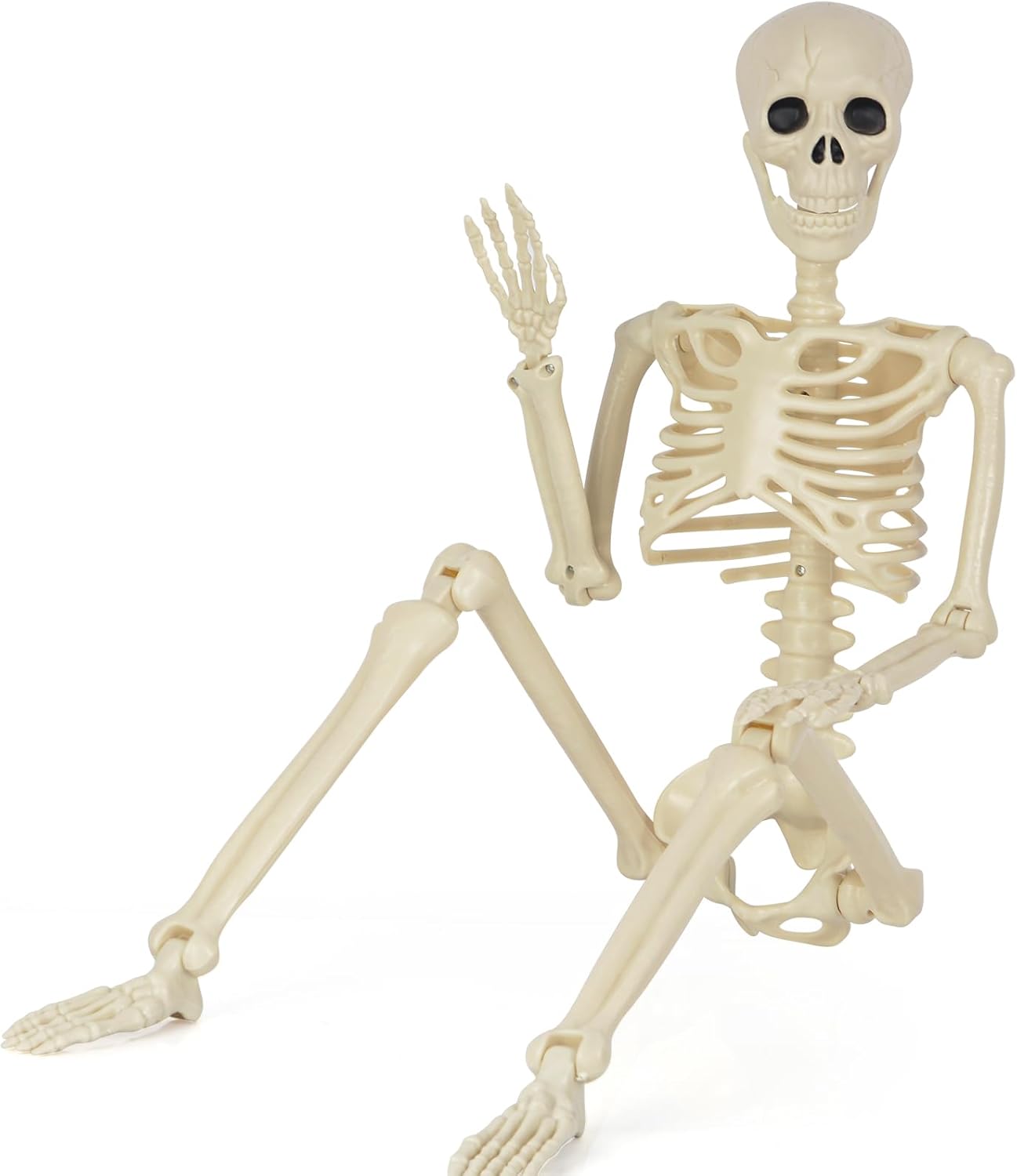 5.4FT Skeleton Halloween Decoration, Human Life Size Posable Halloween Skeleton Decor, Full Size Body Skeleton with Movable Joints for Halloween Indoor Outdoor Haunted House Props Decor