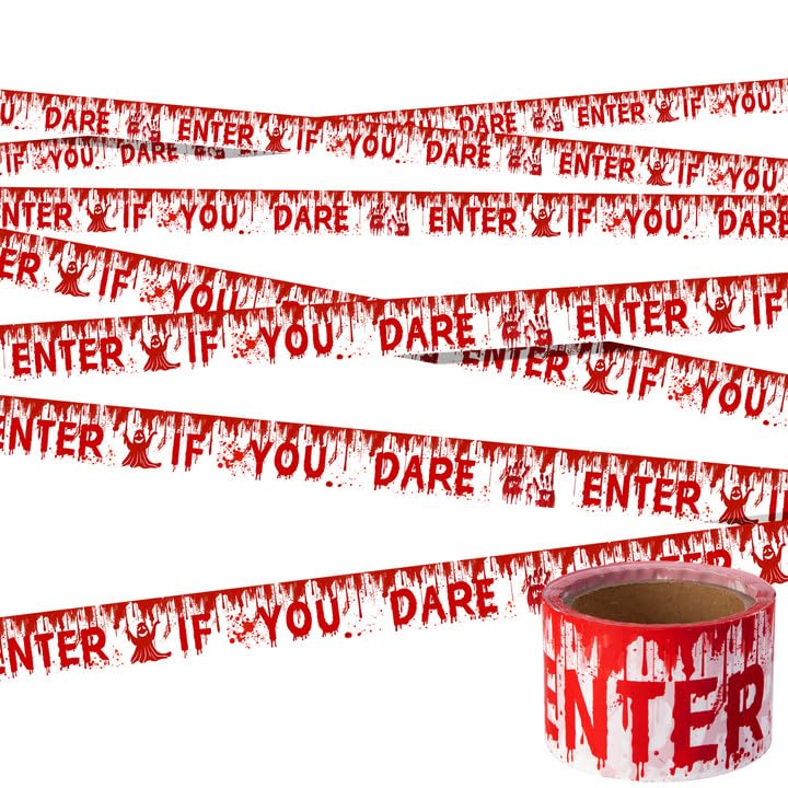 Sfcddtlg 2.5 in x 164 ft Halloween Caution Tape- Halloween Decorations Fright Warning Tapes- Enter If You Dare Creepy Scary Decoration Tape for Halloween Party Haunted House Stairs Outdoor Decoration