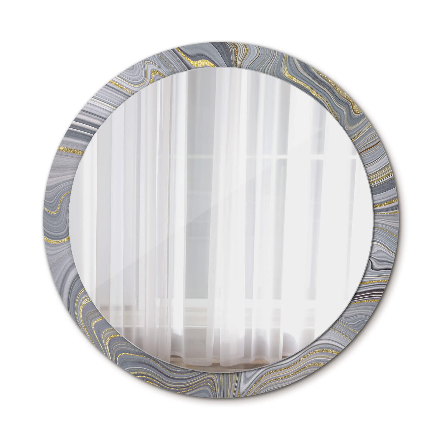 Miroir salle de bains Tulup Ø100 cm grand format marbre gris pour maquillage précis