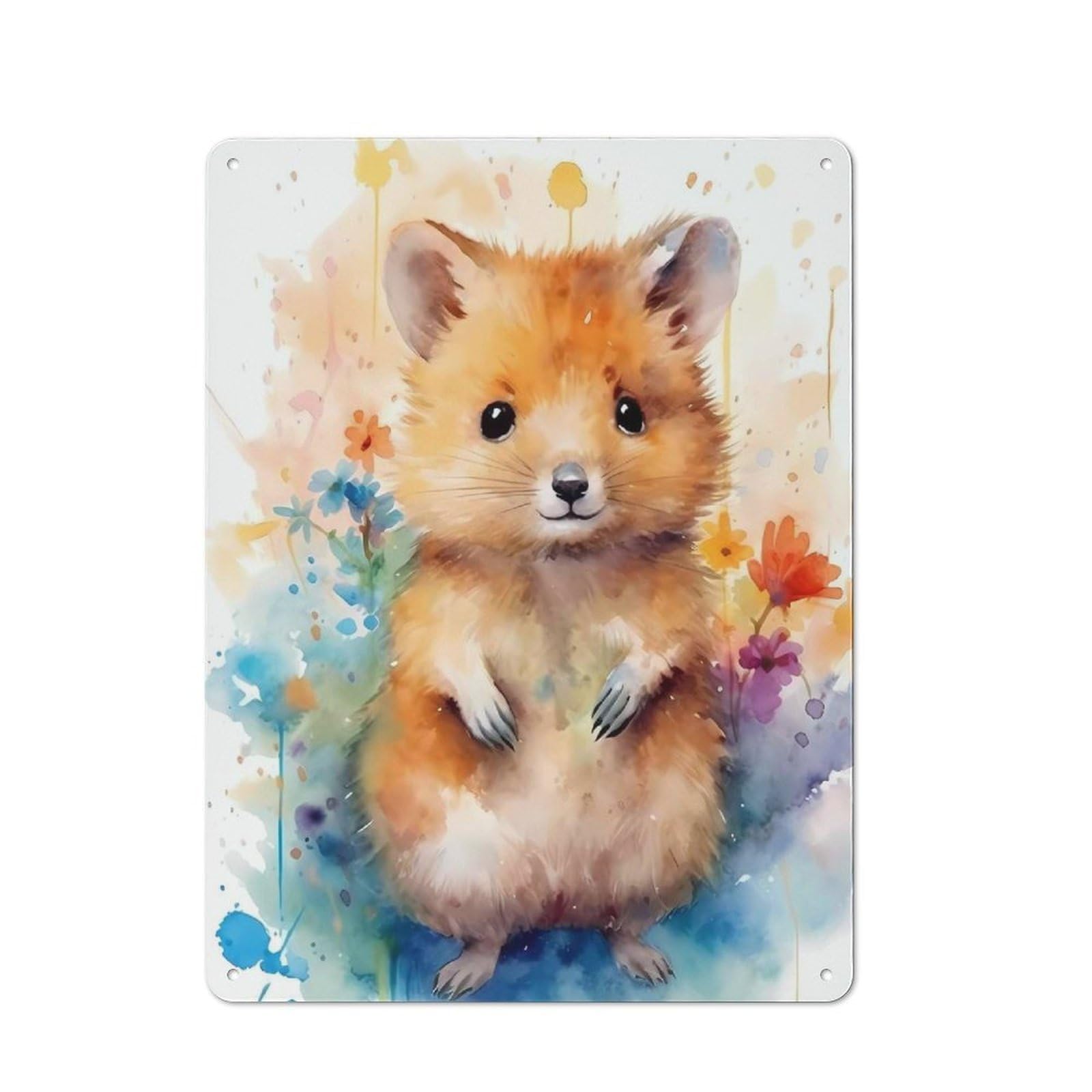 Vintage Retro Metal Sign 40x30cm Featuring Quokka Watercolors, Garage Wall Decor for Garage, Workshop, Shed Or Utility Room