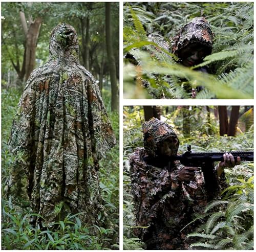 Ghillie Suit, Gilly Suits for Men, Hunting Guit, 3D Leafy Camo Suit, Hooded Cape Hunting Suit, Camouflage Suit, Bird Watching, Jungle Hunting, Halloween Party, Camping, Theme Decoration. - Image 6