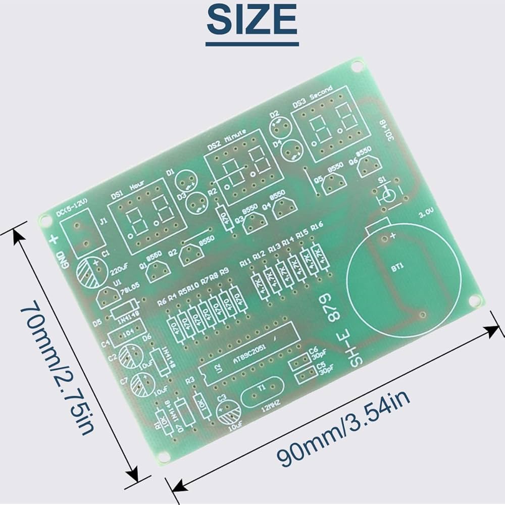 9V-12V AT89C2051 6 Digital LED Electronic Clock Parts Components DIY