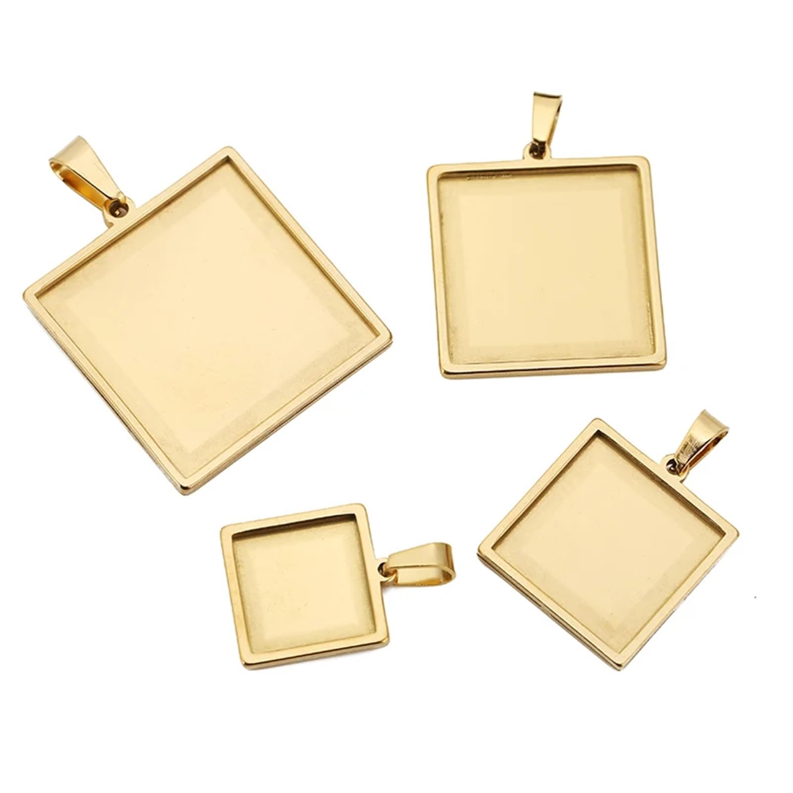Podstawki do wisiorków, Podstawy z pustymi kaboszonami ze stali nierdzewnej w kolorze złotym(Gold,20mm)