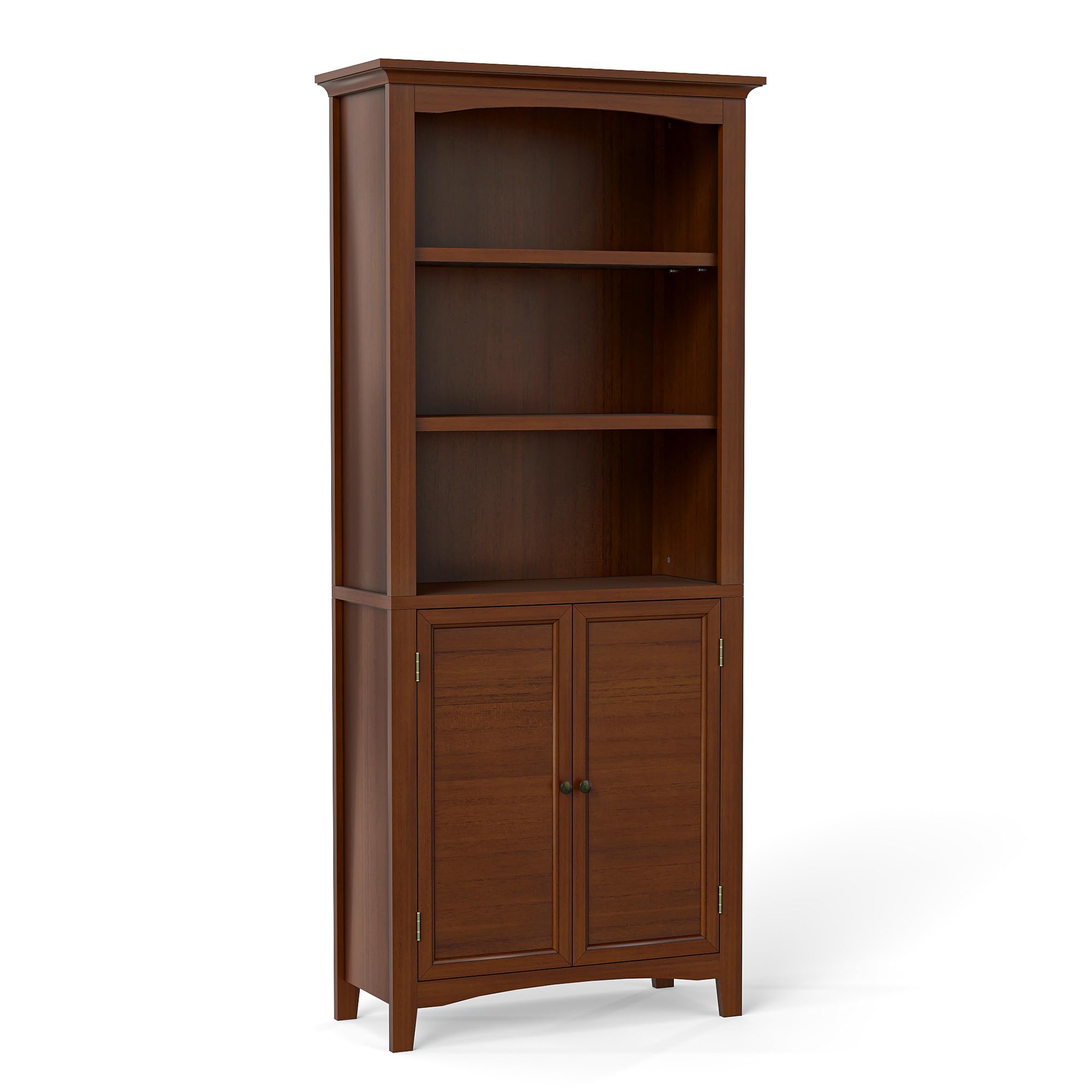 Ortello Home Harvin Standard Bookcase with Doors, Solid Wood Bookshelves Floor Standing 5 Tier Adjustable Shelves Organizer and Storage, 72in Tall