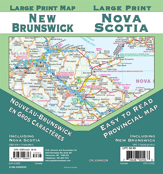 New Brunswick / Nova Scotia Large Print Road Map (English...