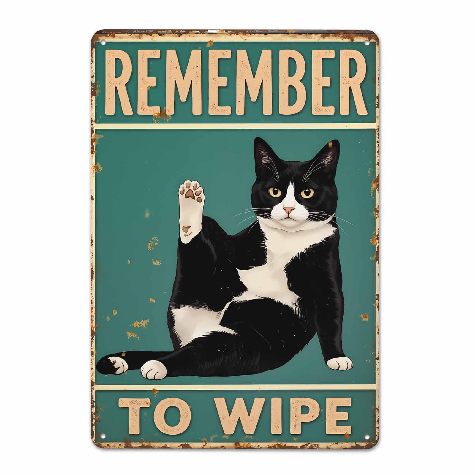 Gsrony Boys Type22 Humorous Tuxedo Cat Bathroom Quote Vintage Metal Tin Sign 8X12,Waterproof
