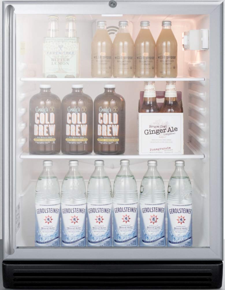 Summit SCR600BGLSHADA 24"" ADA Compliant Beverage Center with 5.5 cu. ft. Capacity Double Pane Tempered Glass Door Factory Installed Lock and Automatic Defrost in Stainless Steel on Fridge.com