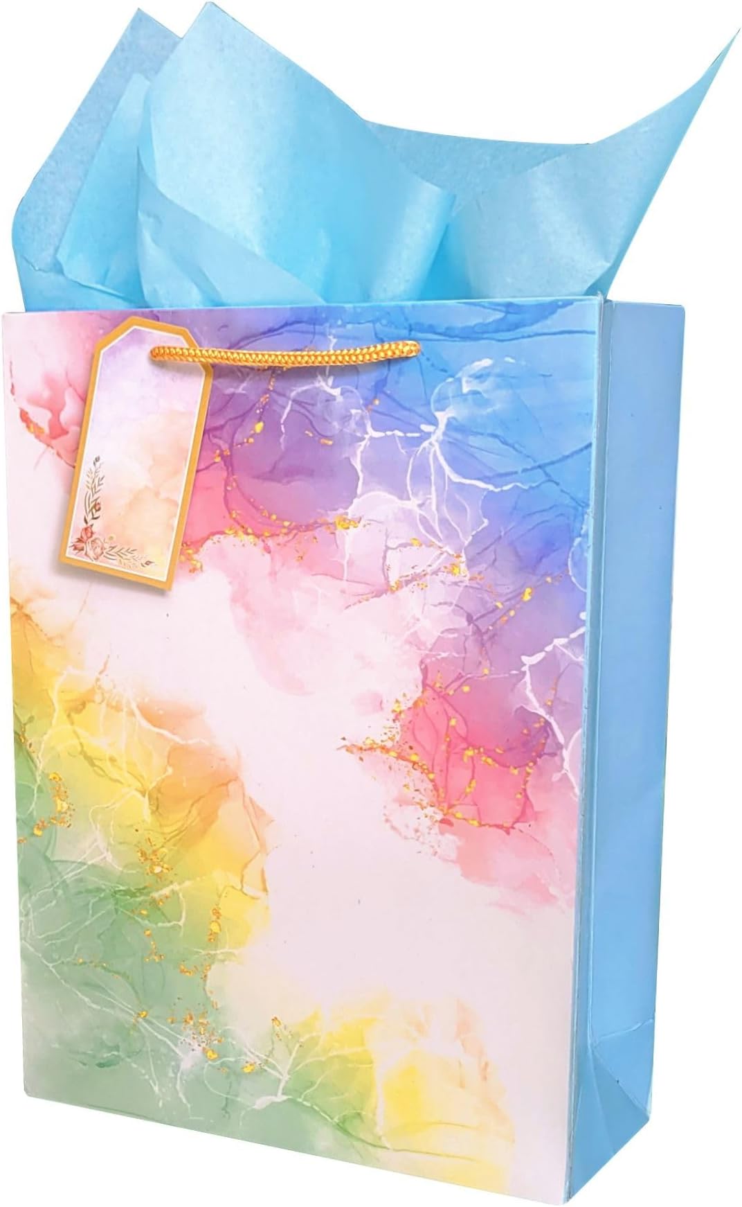 Flora Paperbags Gift Bags - Wedding Paper Bags For Return Gifts |Pack of 10| Carry bags With Tags @ Tissues Paper | Birthday Paper Gift Bag |Medium Carry Bags For Gifting |Size 12X9X3.5 Inches Corporate Gifting