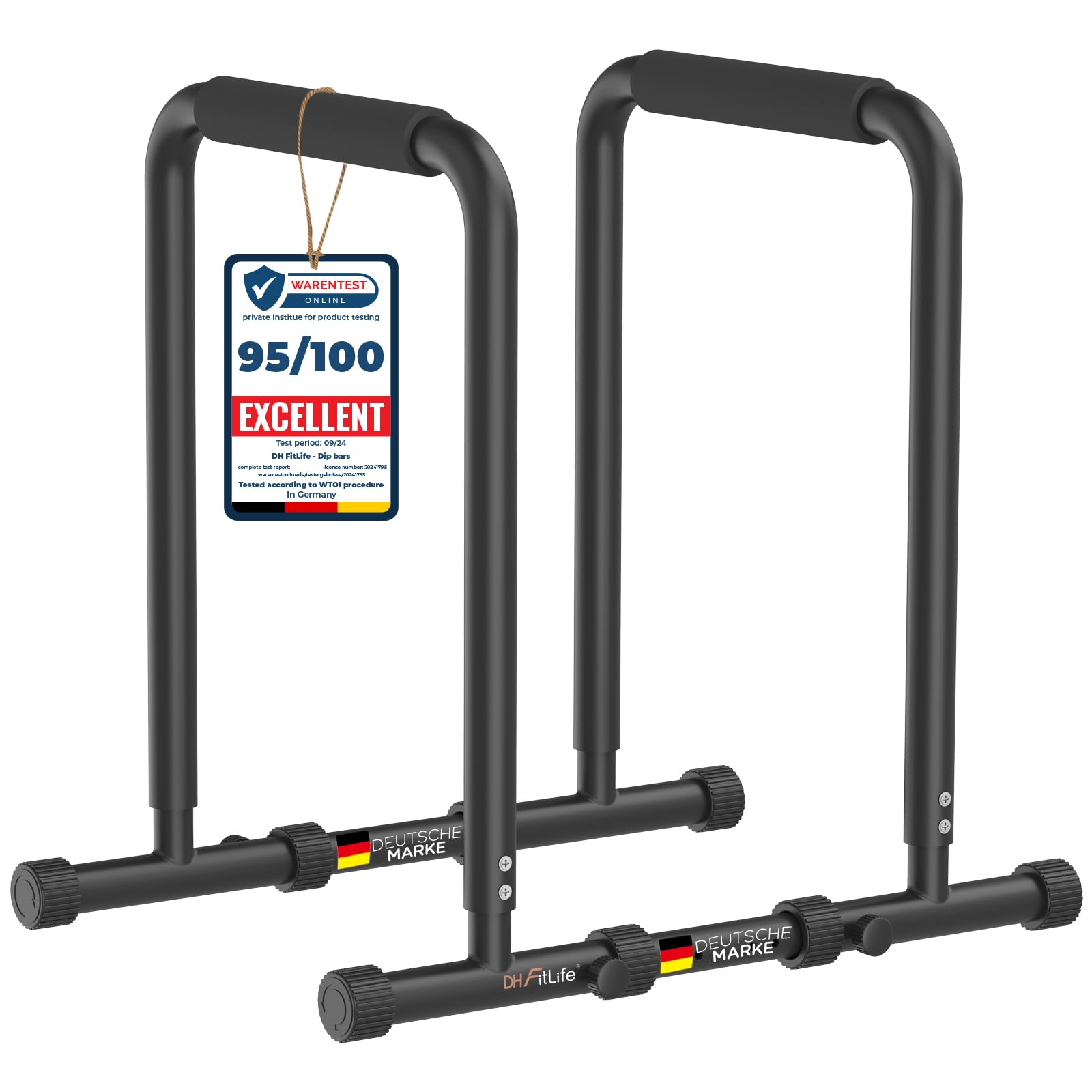 DH FitLife Adjustable Dip Bars, Dip Station with 3 Height Levels (80/90/100 cm), Parallettes Calisthenics Training Equipment, Ideal for Dips, Push-Ups & Home Gym Strength Training