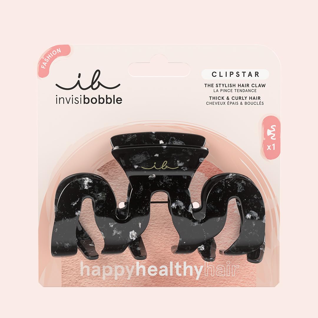 invisibobble CLIPSTAR 1 x spinka do włosów duża, 11 cm, czarna spinka do włosów dla kobiet do grubych włosów, antypoślizgowa ozdoba do włosów, mocne trzymanie, zaprojektowana w sercu Monachium