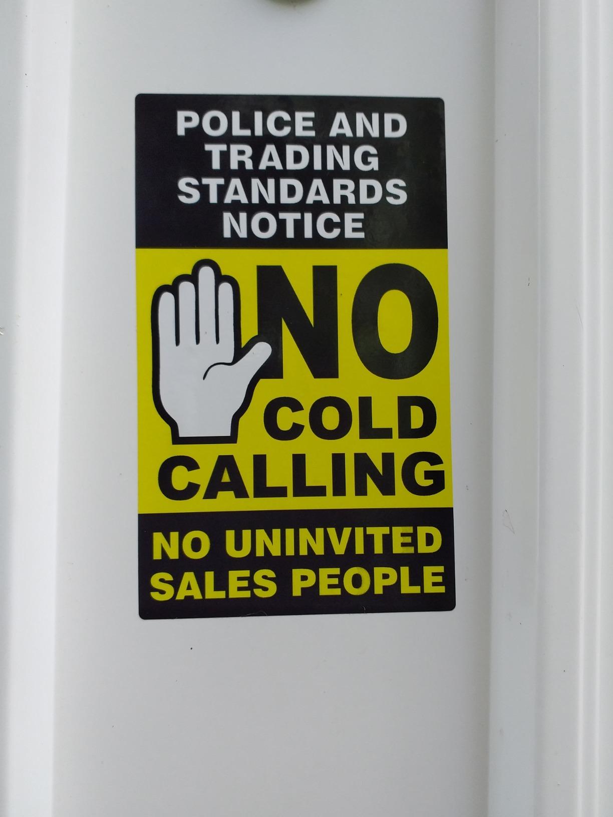 No Cold Calling Door Sticker - Black & Yellow - Fully Weatherproof Sign ...