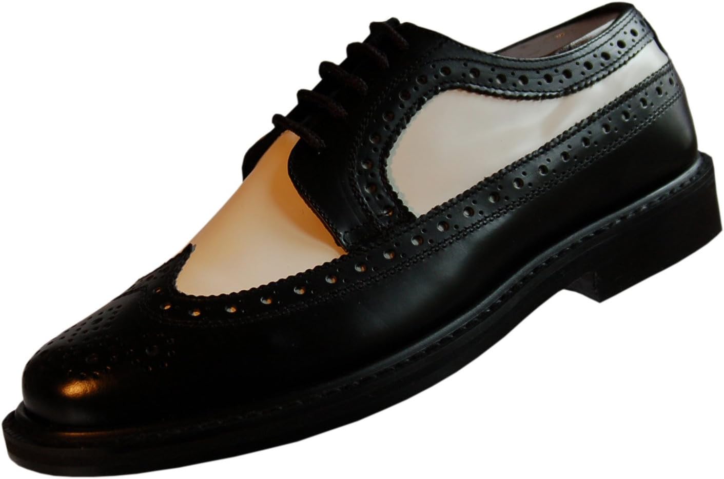 Brentano Black White Wingtip Spectator Vintage Style Brogue Shoes for Men (10W)