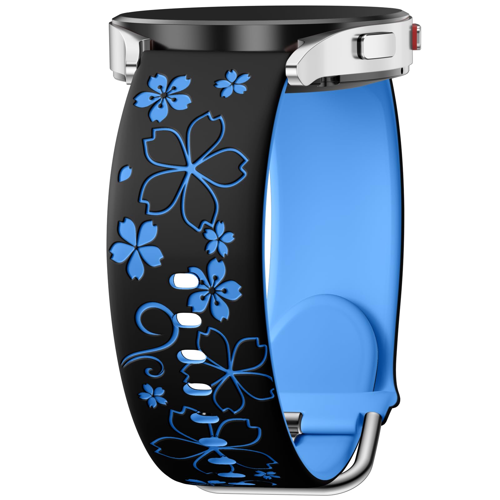 DaQin Floral Engraved Band-Compatible with Samsung Galaxy Watch 7 Band 6 4 5 40mm 44mm/5 Pro/6 4 Classic/Active 2, 20mm Cute Two-Tone Flower Soft
