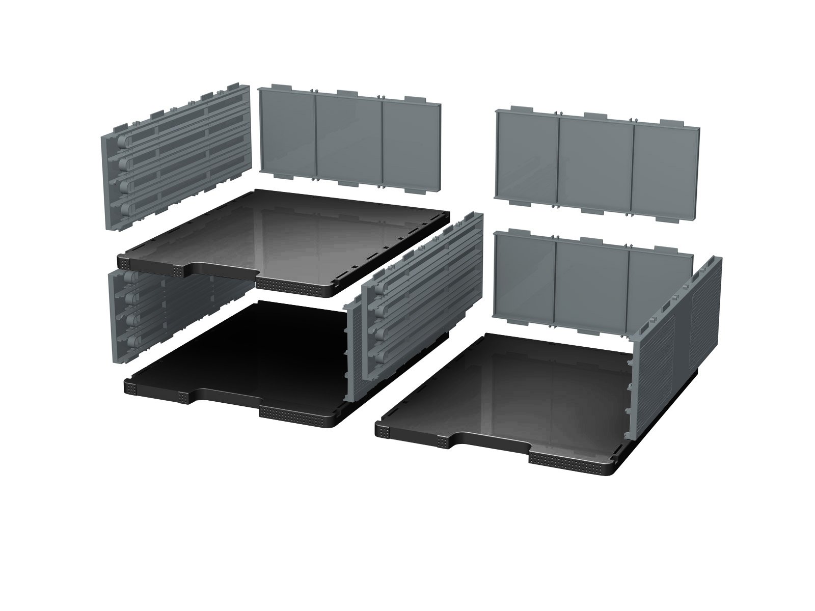 Exacompta Modulodoc Ecoblack - Elemento base de casillas, 110 mm, color negro y gris oscuro