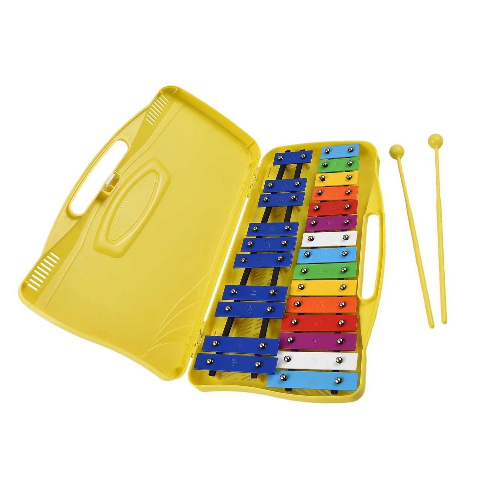 xilófono profesional Xilófono De 25 Notas Teclas Metálicas Coloridas Instrumento Musical De Ritmo De Percusión Con 2 Mazos Estuche De Mano Regalo