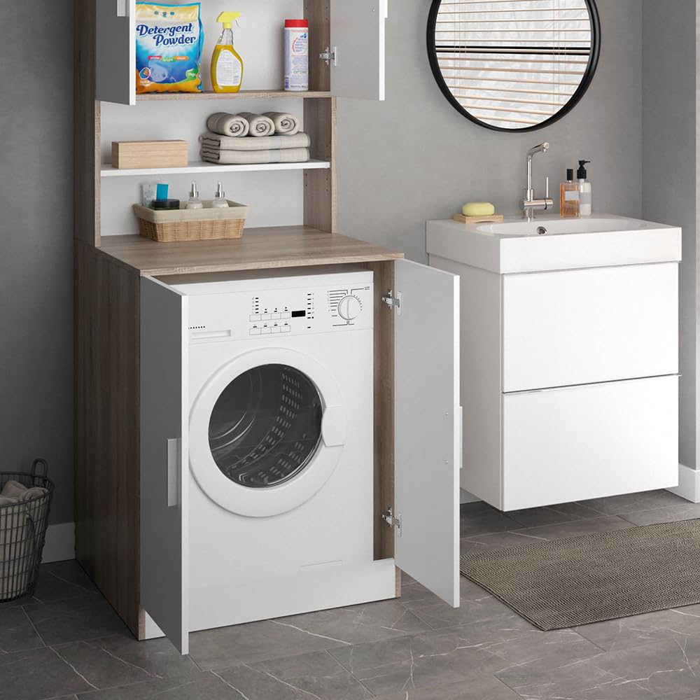 Mobile Per Lavatrice VidaXL Grigio Cemento 70.5x71.5x91.5cm - Armadio Per Lavanderia Con Anta - Foto 12