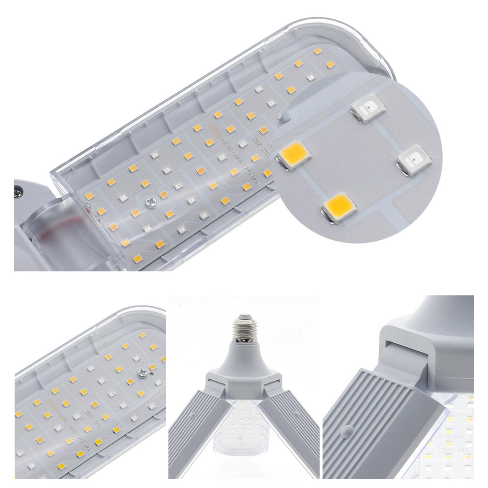 Lámpara de Cultivo LED Plegable con Base E27 - Lámpara de Cultivo para Plantas de Interior Y Jardín, 48W 4 Hojas 398mm, Individual