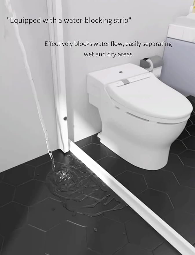 Panel de Ducha Plegable para Montaje en Pared con Imán Invisible, Separador de Privacidad Acordión para Baño de Apartamento o Hotel (110 cm de ancho x 180 cm de alto), Negro miniatura 7