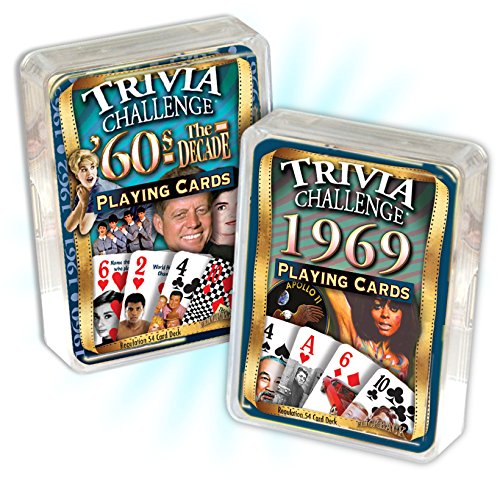 Flickback Media 1969 Trivia Playing Cards & 1960's Decade Trivia Combo: 51st Birthday or Anniversary Flickback Media 1969 Trivia Playing Cards & 1960's Decade Trivia Combo: 51st Birthday or Anniversary