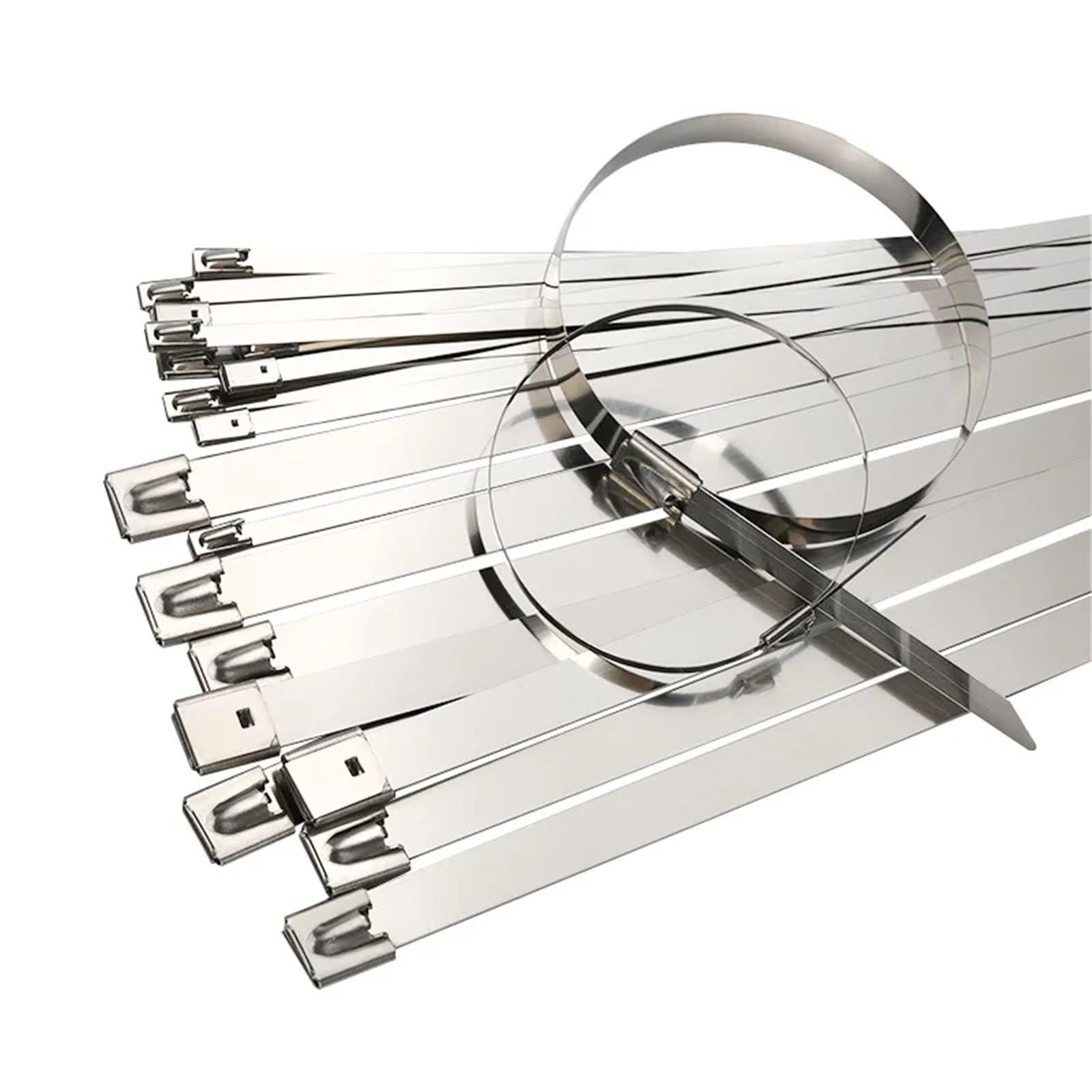 Fascette in Acciaio Inox 20 fascette stringicavo in acciaio inossidabile da 4,6/7,9 mm, con chiusura a zip, rivestite in metallo, multifunzionali, for scarico.(7.9mm(0.31inch),1000mm(39.37inch))