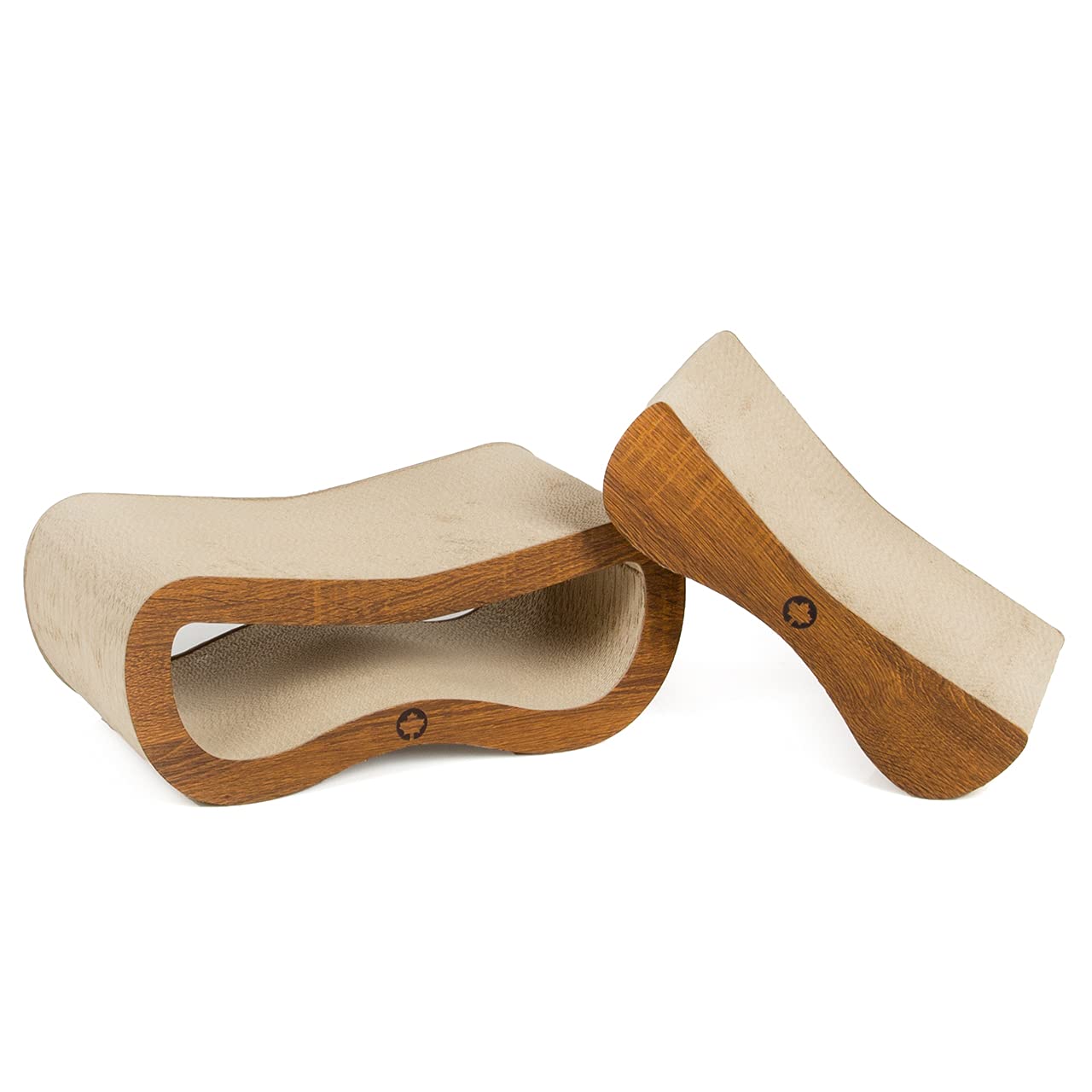 CanadianCat Company ® | Set di assi tiragraffi Orbit & Sella SMALL | Noce | con erba gatto | cartone di qualità | 2 mobili tiragraffi