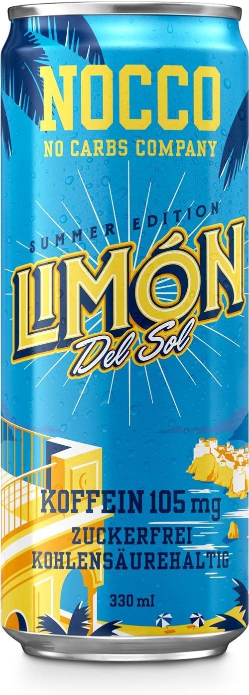 10 cans | NOCCO BCAA DRINK - Limon 330 ml - BCAA - 105 mg caffeine - Energy Drink - Buxtrade