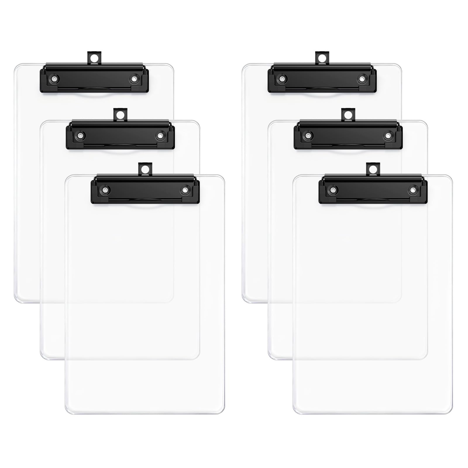 Zoenley 6 Pack Clear Small Clipboard, 9 x 6 Half-Letter Size for Classroom, Students, Teacher, Nurse, A5 Mini Clip Board with Low Profile Clip, Office & School Supplies