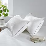 JOLLYVOGUE King Oreillers paquet de 2 - Oreillers de lit certifiés Oeko-Tex avec tissu brossé & Diamond Embossage, Caractéristiques Support moyen pour les couches latérales, arrière, stomach