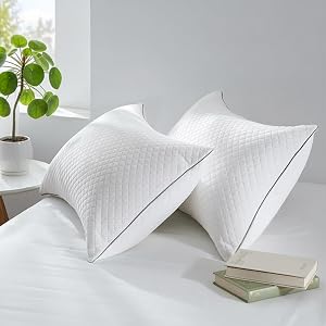 JOLLYVOGUE King Pillows 2 Pack - Oeko-Tex Certified Bed Pillows with Brushed Fabric & Diamond Embossing, Features Medium Support for Side, Back, Stomach Sleepers