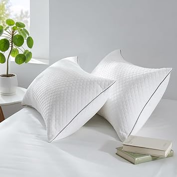 JOLLYVOGUE Pillows Queen Size Set of 2, Oeko-Tex Certified Bed Pillows for Side, Back, and Stomach Sleepers - Medium Support Down Alternative Filling, Machine-Washable