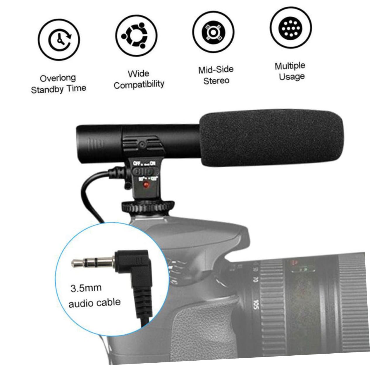 HOMSFOU Micrófono Ángulo de 90/120 Grados para Grabación de Audio Profesional y Rango Ultrapanorámico Compatible Teléfonos y Tabletas para Entrevistas y Video