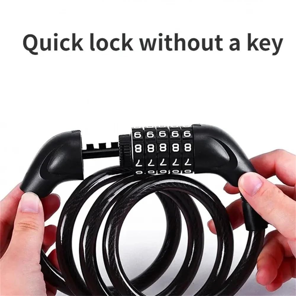 Lock per Il Manubrio della Moto: Password a 5 cifre antifurto | Blocco a password portatile da 5 cifre con catena in acciaio per la sicurezza antiriciclaggio delle moto