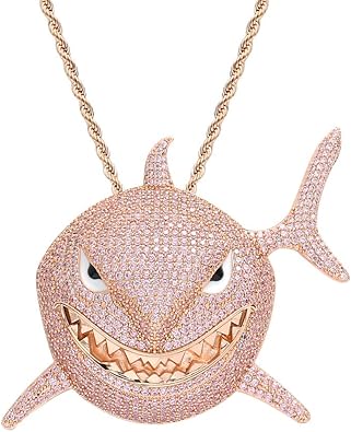Pink shark diamond necklace Clearance
