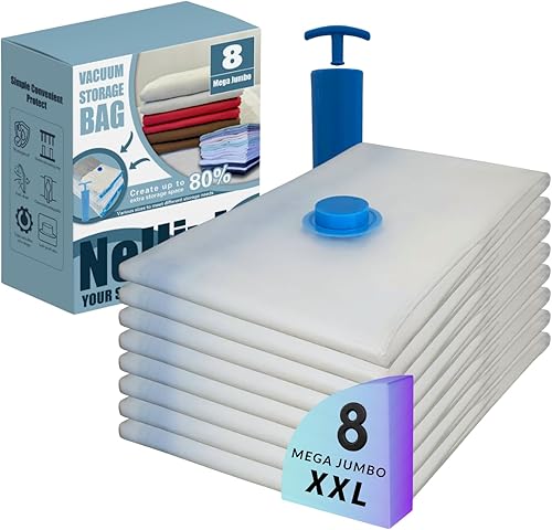 Miniatura 14 de Paquete de 35 bolsas de almacenamiento al vacío con bomba, ahorro de espacio de compresión para edredones, ropa de cama, almacenamiento de mantas,