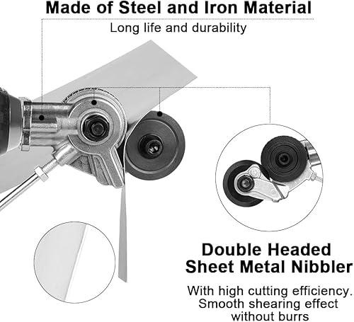 Miniatura 3 de Cortador de placas eléctrico accesorio de taladro de metal para picar cortador de chapa de metal de doble cabeza para cortar hierro hoja blanca
