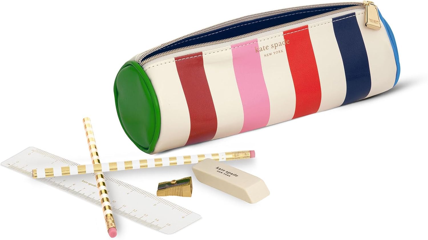 Kate Spade New York Pen and Pencil Case with Office Supplies, Zip Pouch Includes 2 Pencils, Sharpener, Eraser, and Ruler - Image 2