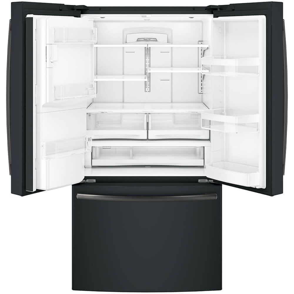 GE GFE28GELDS 36" French Door Refrigerator with 27.8 cu. ft. Total Capacity in Black Slate on Fridge.com