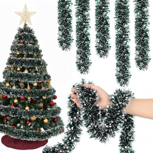 12M Weihnachtsgirlande Tannengirlande Grün Weiß, Künstliche...