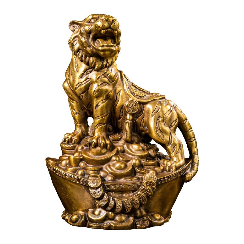 Dytartzx Pure Copper Tiger Statues Brass Ornaments 2025 Figurine for Collection Decoration for Living Room Decoration Hand-Made Brass Tiger