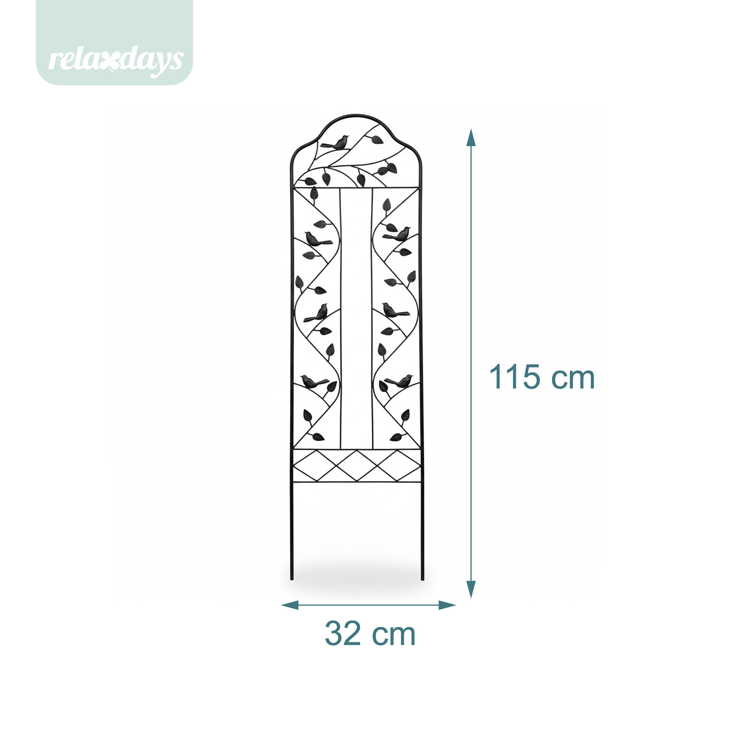 Relaxdays Rankgitter, 4er Set, HxB: 115 x 32 cm, Vintage, Metall, Rankhilfe Kletterpflanzen, Rosengitter Garten, schwarz