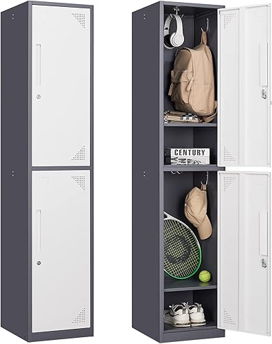 Taquillero, armario de almacenamiento de metal con cerradura, armario con puertas y estantes, organizador de archivos, casilleros con cerradura para