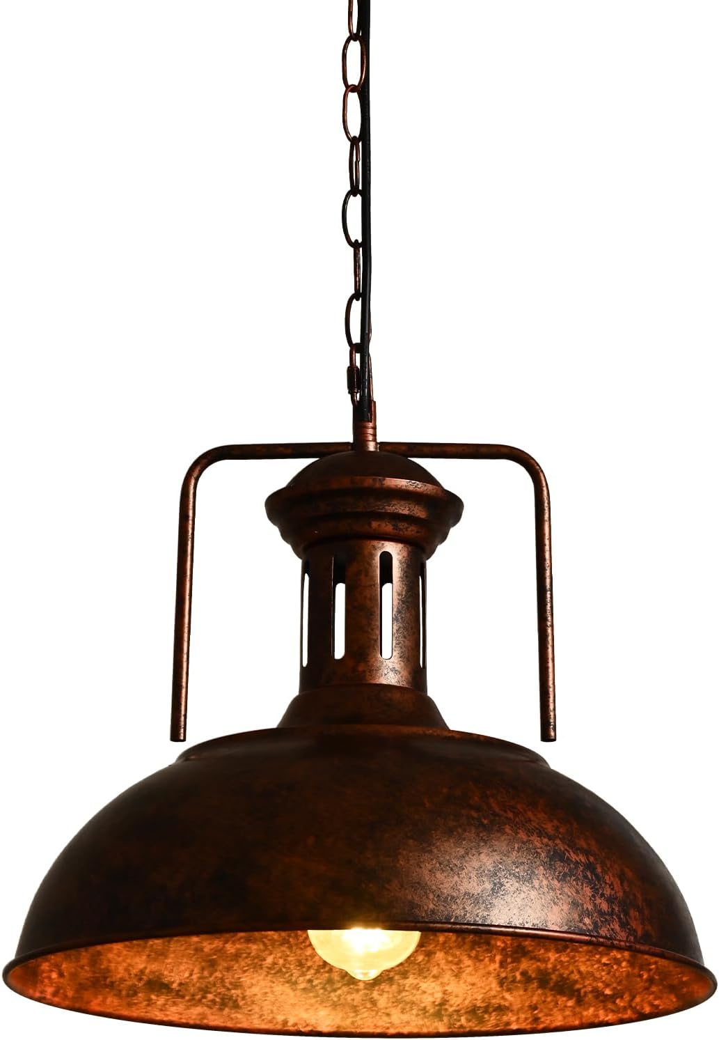 TAKEGO 16.14" Large Pendant Light, Dome Copper Pendant Light, Farmhouse Pendant Lights Kitchen Island, Vintage Pendant Lights Rustic Light Fixtures, Hanging Ceiling Lamp for Kitchen Island (Large) Large-16.14"