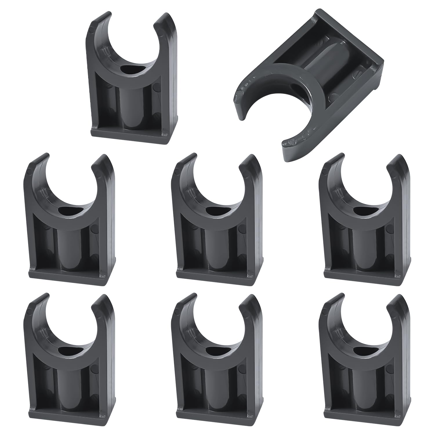 8 Pcs UPVC Pipe Clips, Water Tube Clamp for TV Trays Tubing Hose Hanger Support Tubing Black Fixing Bracket (20mm)