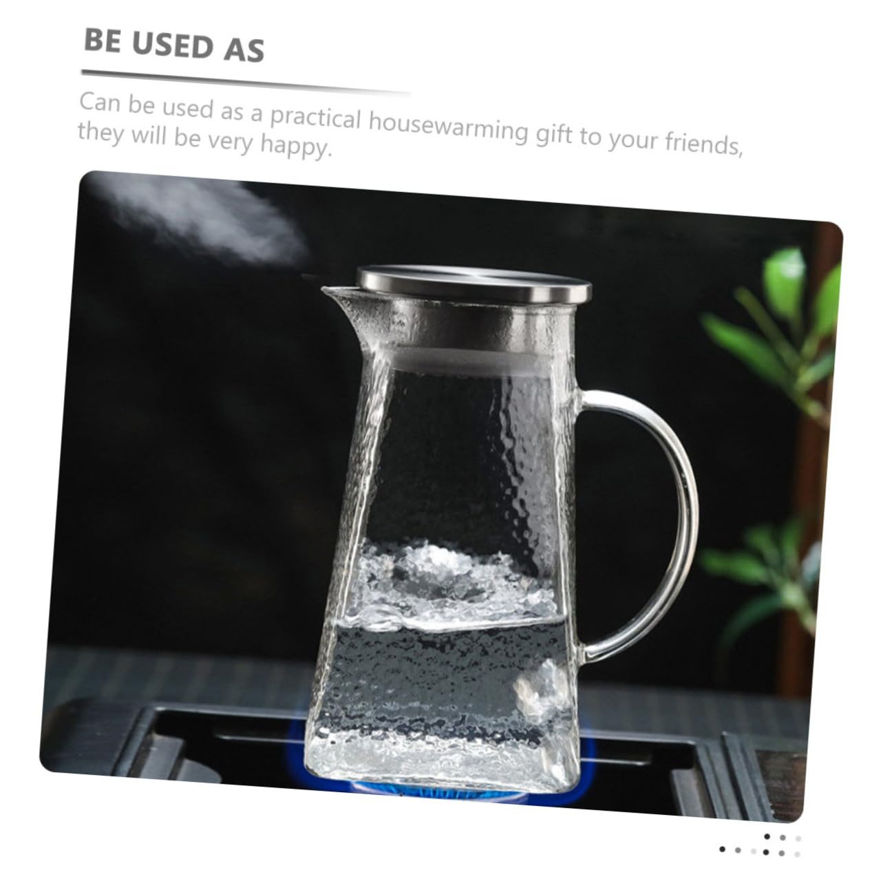Jarra de Vidrio para Agua con Patrón de Martillo Jarra de Agua Hogar de Vidrio para Servir Bebidas Frías para Té y Zumo la Cocina o Picnic