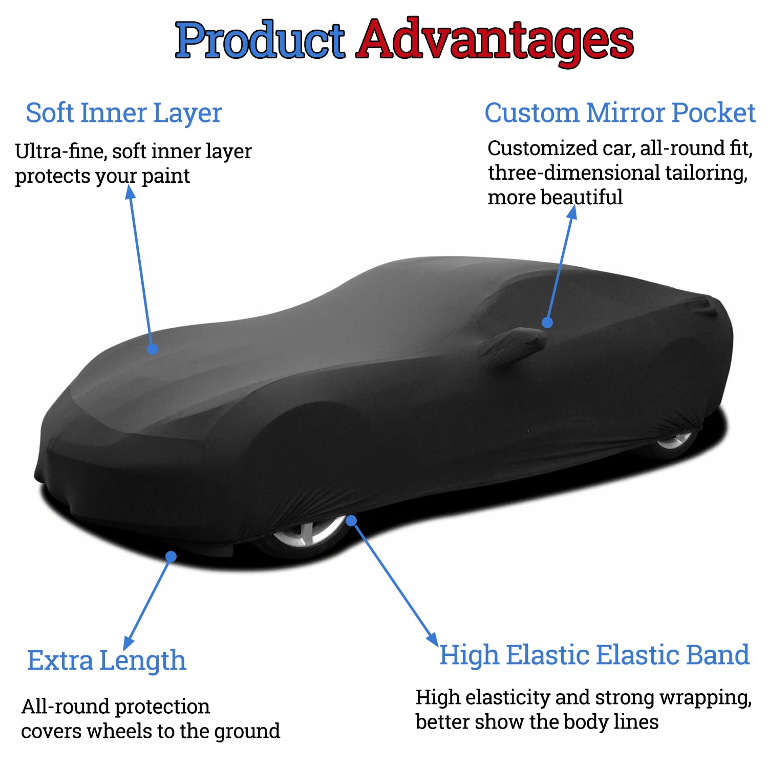Funda de coche para interiores Corvette C7 C6 C5 C4, lujosa funda de satén suave y elástica, transpirable, a prueba de polvo, para garaje subterráneo, exhibición de autos